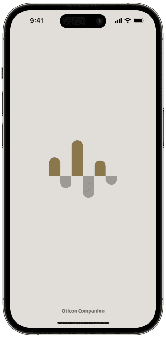 Oticon Companion App 241 iOS Splash screen bezel iPhone 15 Pro